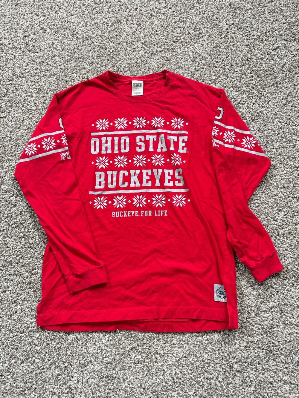 PINK Victoria's Secret Red Ohio State Buckeyes Long Sleeve Tee